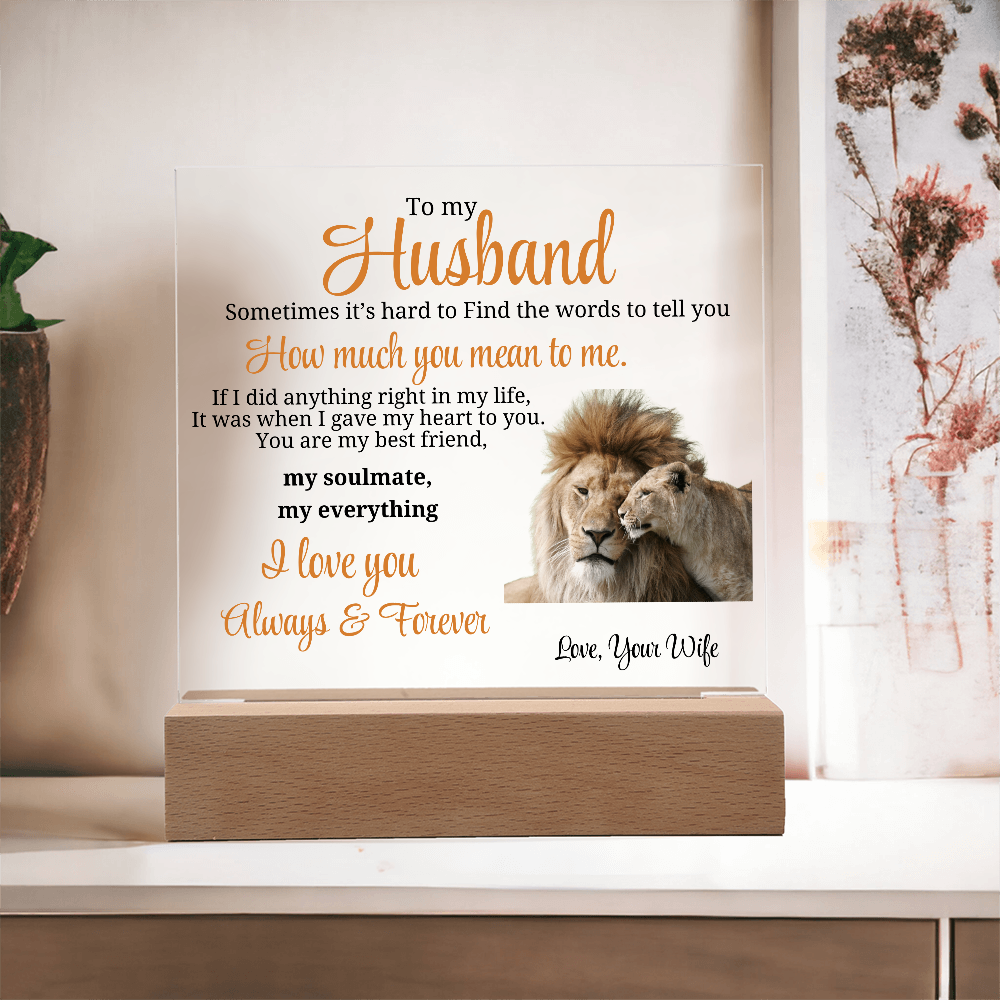 To My Husband - Soulmate Acrylic Plaque Gift