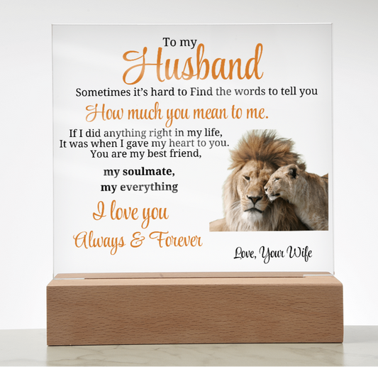 To My Husband - Soulmate Acrylic Plaque Gift